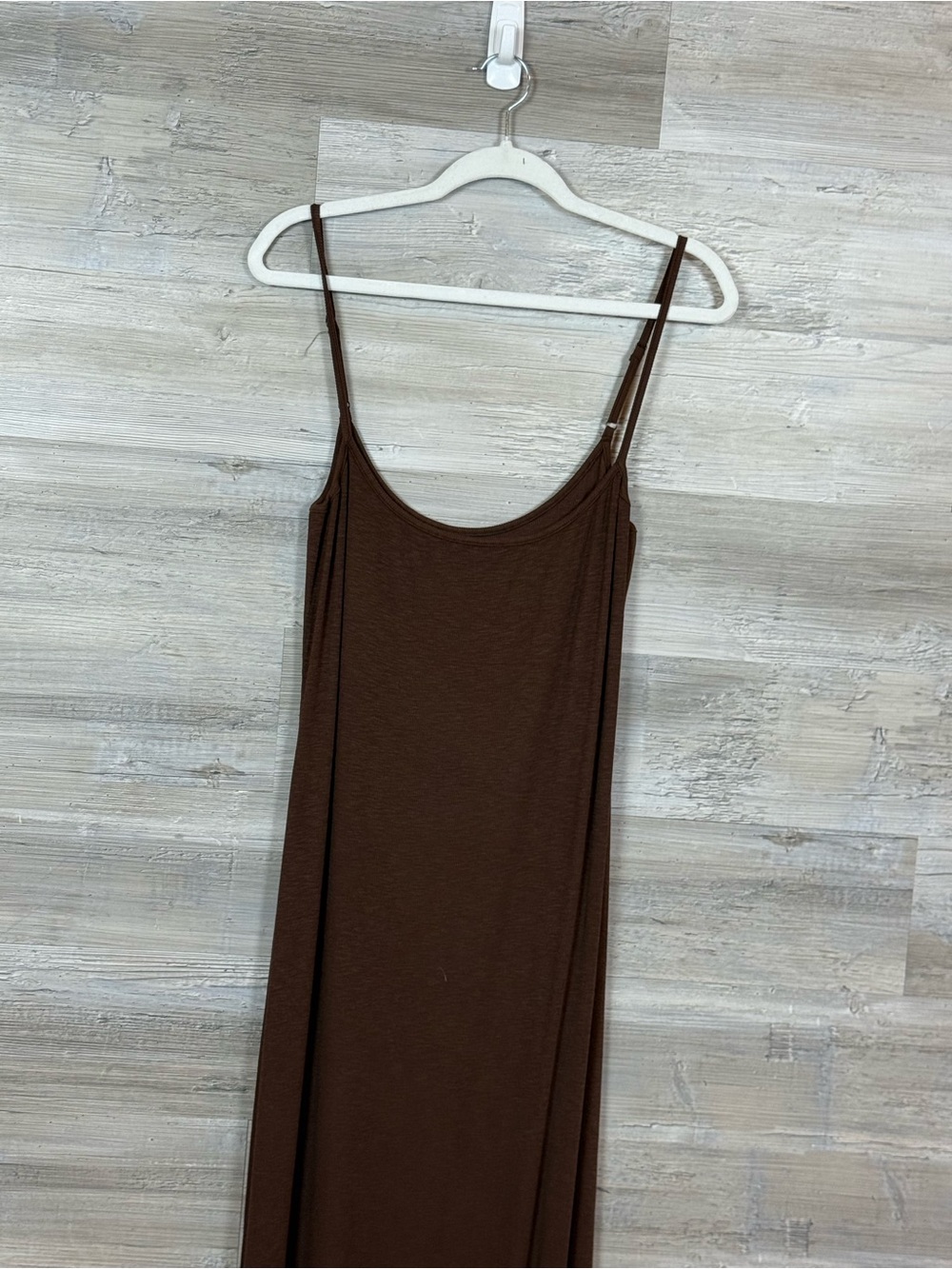 NWT Aerie Ribbed Cami Maxi Dress XL Brown Chocolate Spaghetti Strap Long Slip - Picture 8 of 8